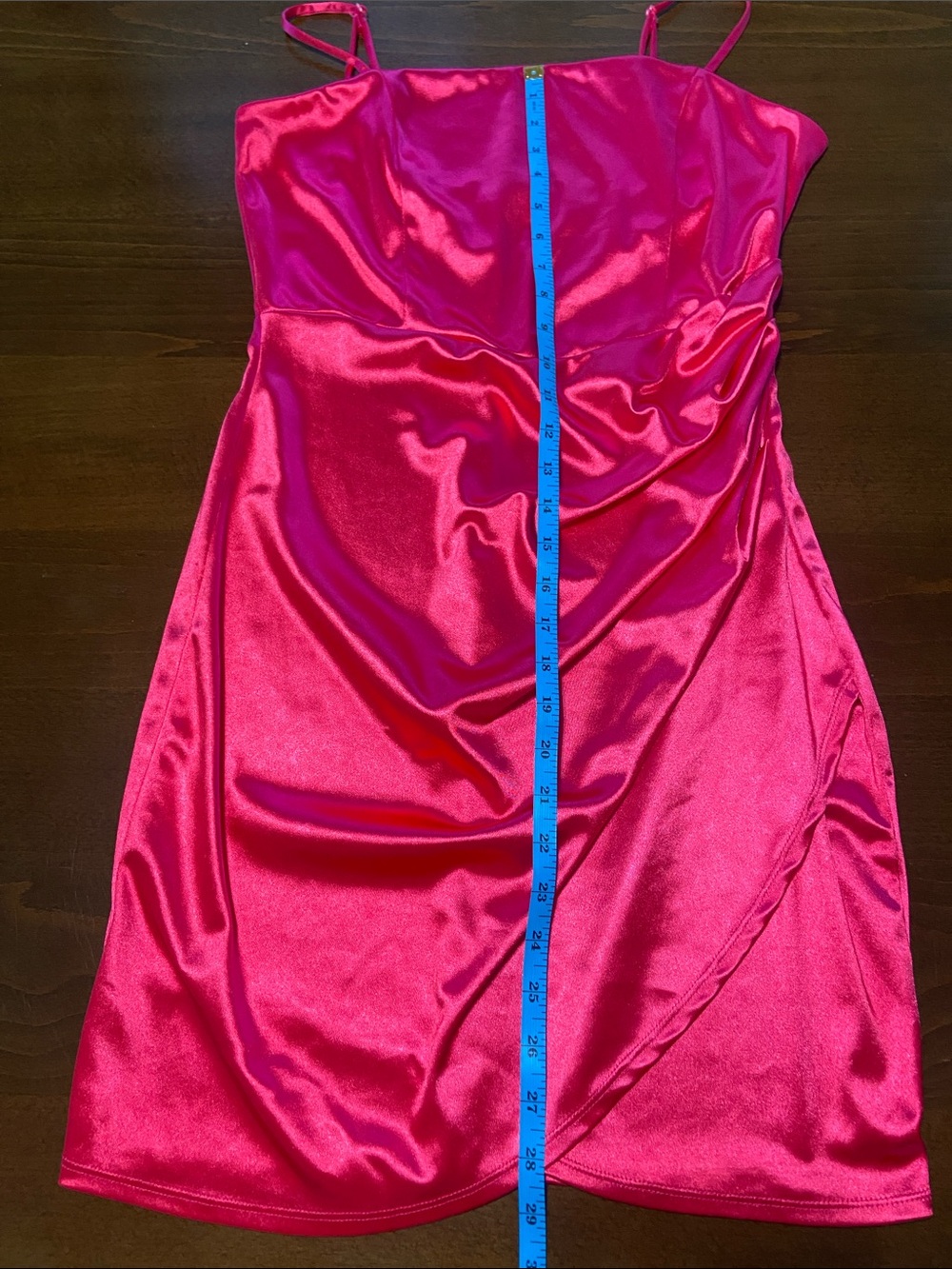 Emerald Sundae Hot Pink Satin Slip Dress, size L. Very flattering design! - Picture 9 of 16